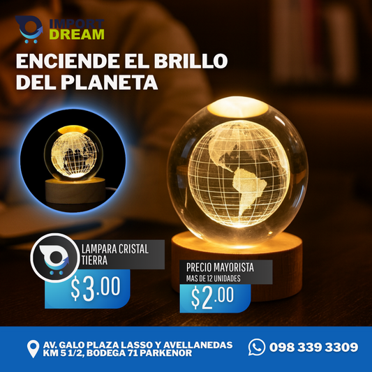 LAMPARA ESFERA CRISTAL TIERRA