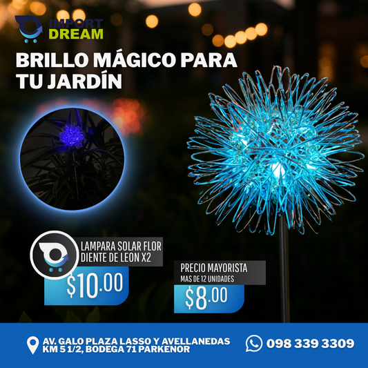LAMPARAS SOLARES FLOR METALICA PACK X2