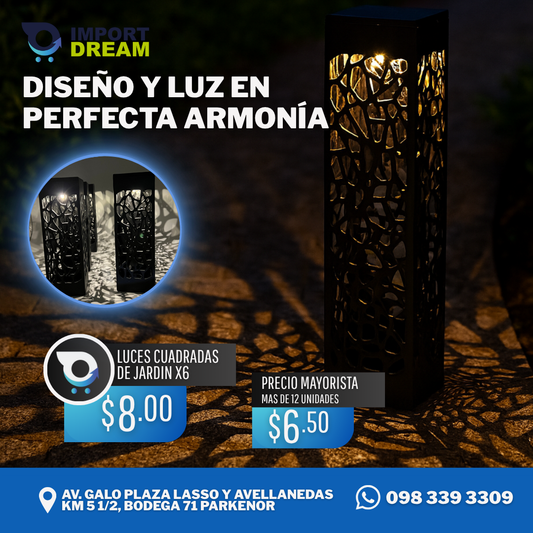LUCES SOLARES CUADRADAS DE JARDIN PACK POR 6 UDS