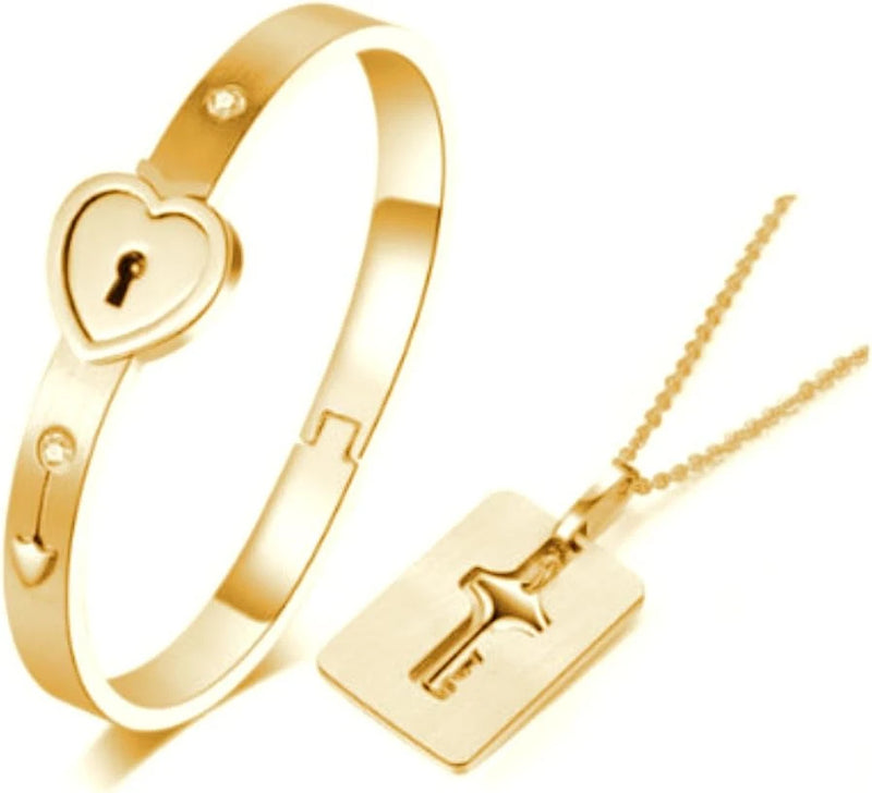 Juego Joyeria Pareja Corazon Candado