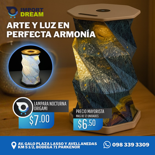 LAMPARA NOCTURNA ORIGAMI  PLEGABLE